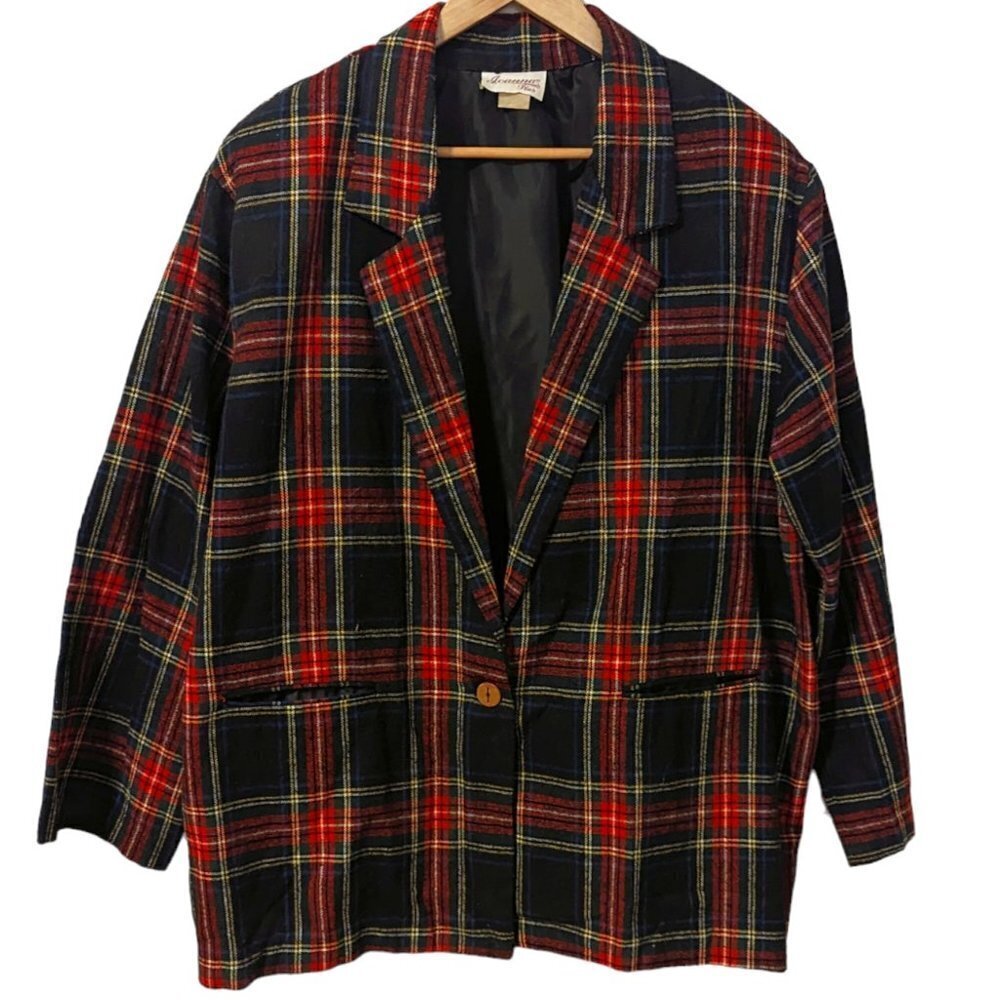 Cabincore Blazer Plaid Vintage‎ Wool Jacket Preppy Heritagecore Academia Tartan